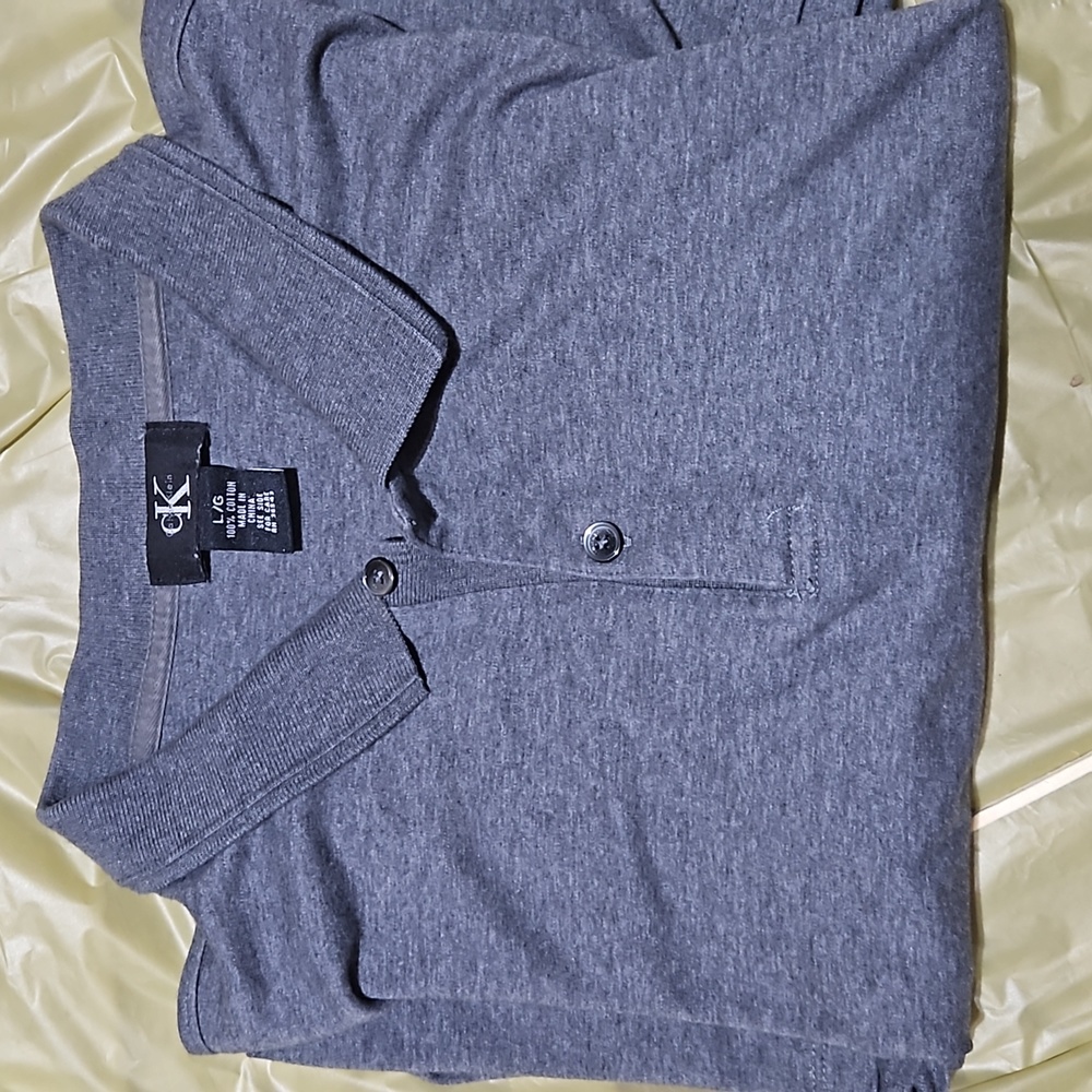 Calvin Klein grey cotton men's collared shirt size L